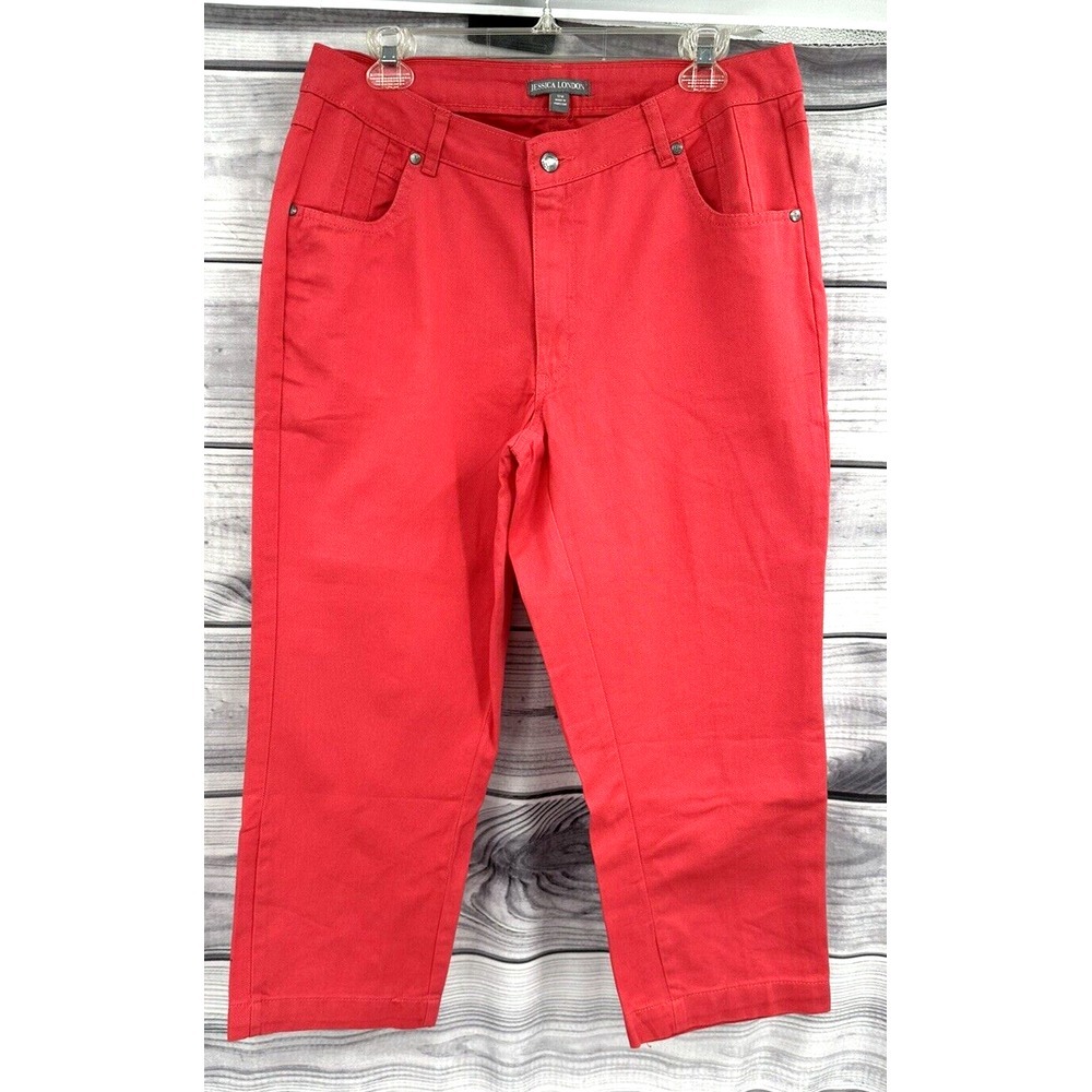 JESSICA LONDON HIGH RISE CAPRI DENIM JEANS‎ Women's Size 12W CORAL